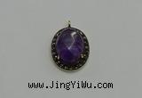 NGP6097 20*25mm - 22*30mm oval amethyst pendants wholesle