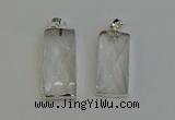 NGP6180 14*30mm - 15*38mm faceted rectangle white crystal pendants