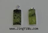 NGP6184 14*30mm - 15*38mm faceted rectangle green rutilated quartz pendants
