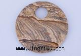 NGP619 5pcs 6*50mm picture jasper gemstone donut pendants wholesale