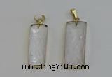 NGP6198 14*30mm - 15*38mm faceted rectangle white crystal pendants