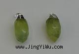 NGP6223 12*28mm - 15*30mm faceted bullet green rutilated quartz pendants