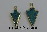 NGP6316 20*35mm - 25*40mm arrowhead sea sediment jasper pendants