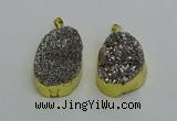 NGP6373 25*35mm - 26*40mm freeform plated druzy agate pendants