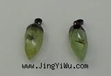 NGP6433 12*24mm - 15*30mm faceted bullet green rutilated quartz pendants