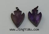 NGP6455 22*28mm - 25*35mm arrowhead amethyst gemstone pendants