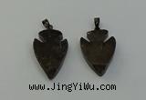 NGP6458 22*28mm - 25*35mm arrowhead smoky quartz pendants