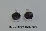 NGP6493 20mm - 22mm coin druzy amethyst pendants wholesale