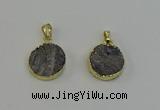 NGP6495 18mm - 20mm coin plated druzy agate pendants wholesale