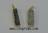NGP6497 9*35mm - 10*30mm rectangle plated druzy agate pendants