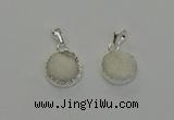 NGP6508 15mm - 16mm coin druzy agate pendants wholesale