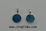 NGP6513 15mm - 16mm coin druzy agate pendants wholesale