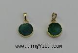 NGP6524 15mm - 16mm coin druzy agate pendants wholesale
