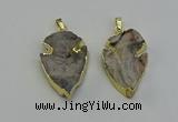 NGP6552 25*35mm - 26*40mm arrowhead druzy agate pendants