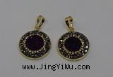 NGP6585 22mm - 22mm coin plated druzy agate gemstone pendants