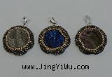 NGP6598 28mm - 30mm flower plated druzy agate gemstone pendants