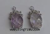 NGP6628 18*25mm faceted oval white crystal gemstone pendants