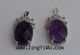 NGP6631 18*25mm faceted oval amethyst gemstone pendants