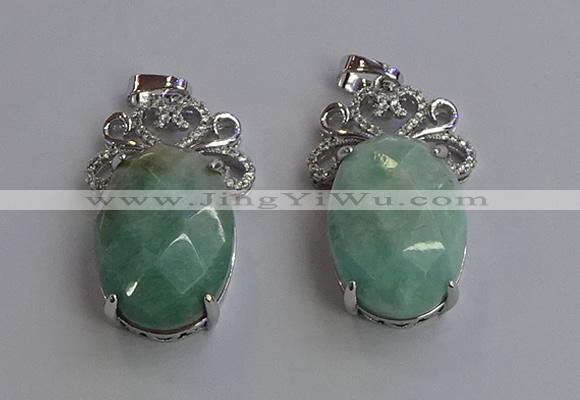 NGP6636 18*25mm faceted oval amazonite gemstone pendants