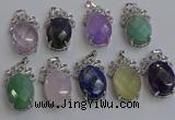 NGP6645 18*25mm faceted oval mixed gemstone pendants wholesale