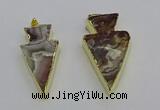 NGP6695 20*40mm - 25*45mm arrowhead agate gemstone pendants