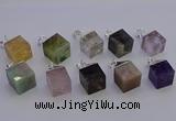 NGP6799 15*22mm cube mixed gemstone pendants wholesale