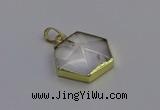 NGP6800 24*25mm hexagon white crystal gemstone pendants wholesale