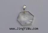 NGP6820 24*25mm hexagon white crystal gemstone pendants wholesale