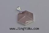NGP6821 24*25mm hexagon rose quartz gemstone pendants wholesale
