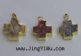 NGP6841 22*22mm - 24*24mm cross druzy agate pendants wholesale