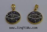 NGP6890 20mm - 22mm coin druzy agate pendants wholesale