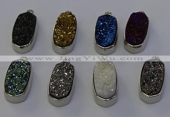 NGP6904 10*22mm - 12*25mm freeform plated druzy quartz pendants