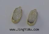 NGP6906 10*22mm - 12*25mm freeform plated druzy quartz pendants