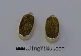 NGP6908 10*22mm - 12*25mm freeform plated druzy quartz pendants