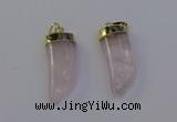 NGP6993 12*40mm - 15*45mm horn rose quartz pendants wholesale