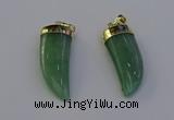 NGP6999 12*40mm - 15*45mm horn green aventurine pendants wholesale
