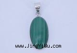 NGP708 12*24mm oval natural malachite with sterling silver pendant