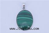 NGP709 16*24mm oval natural malachite with sterling silver pendant