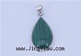 NGP710 14*37mm teardrop natural malachite with sterling silver pendant