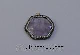 NGP7112 30*30mm hexagon light amethyst pendants wholesale