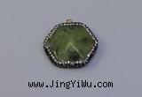 NGP7117 30*30mm hexagon green qutilated quartz pendants wholesale