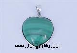 NGP713 19*22mm heart natural malachite with sterling silver pendant