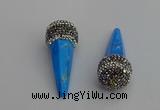 NGP7173 20*50mm faceted cone white howlite turquoise pendants