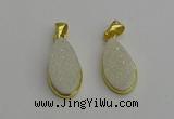 NGP7178 10*20mm flat teardrop druzy quartz pendants wholesale