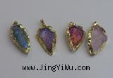 NGP7406 22*30mm - 25*40mm arrowhead plated druzy quartz pendants