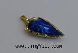 NGP7412 22*30mm - 25*40mm arrowhead plated obsidian pendants
