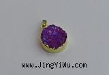 NGP7458 20mm coin plated druzy agate gemstone pendants
