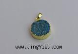 NGP7460 20mm coin plated druzy agate gemstone pendants