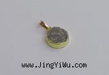 NGP7475 15mm coin plated druzy agate gemstone pendants