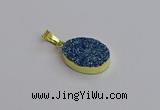 NGP7493 15*20mm oval plated druzy agate gemstone pendants